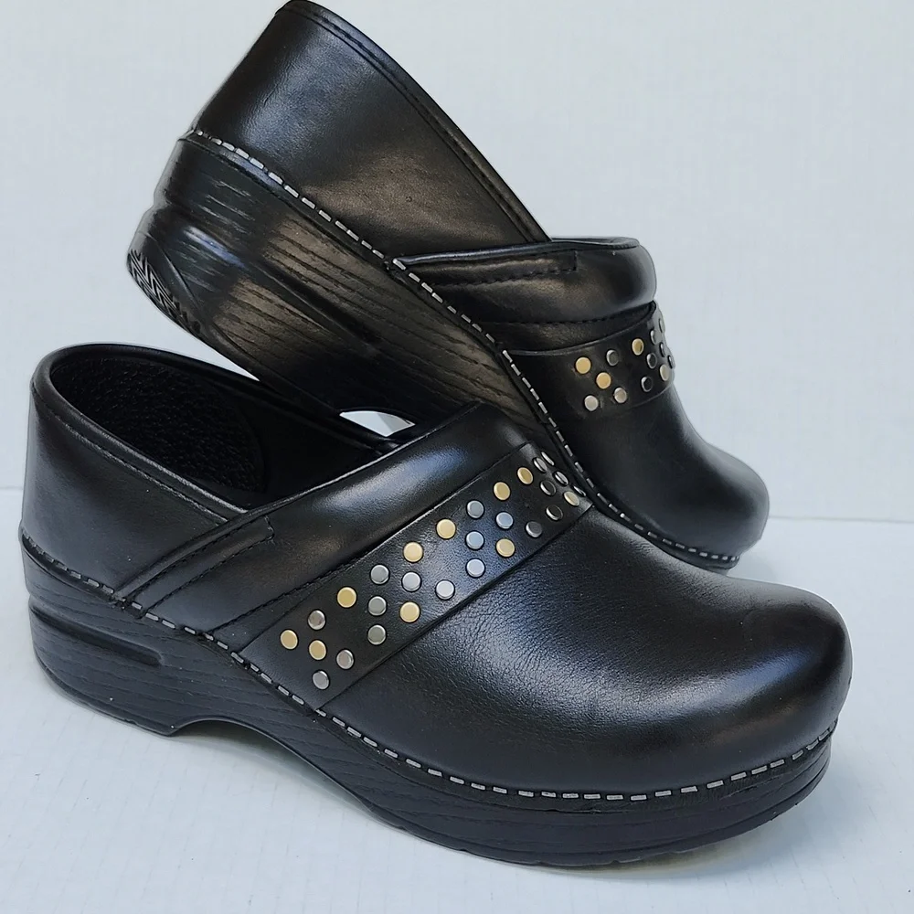 DANSKO PAVAN PROFESSIONAL BLACK NAPPA LEATHER CLOGS - Picture 11 of 11